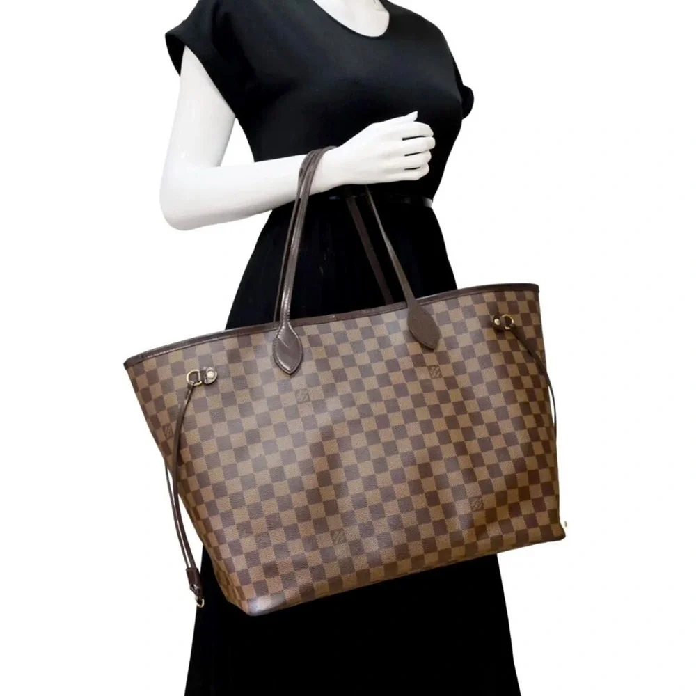 LOUIS VUITTON Damier Ebene Neverfull GM WITH: LV Dust Bag Pochette Organizer
